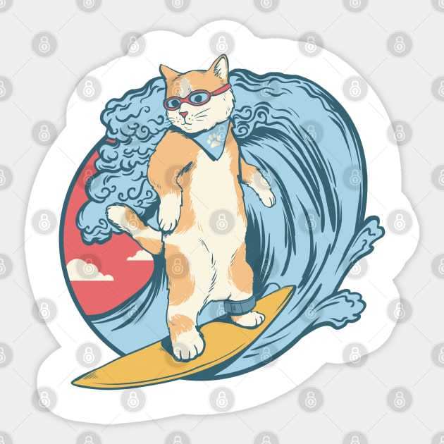 cat love surfing Sticker by dreamiedesire